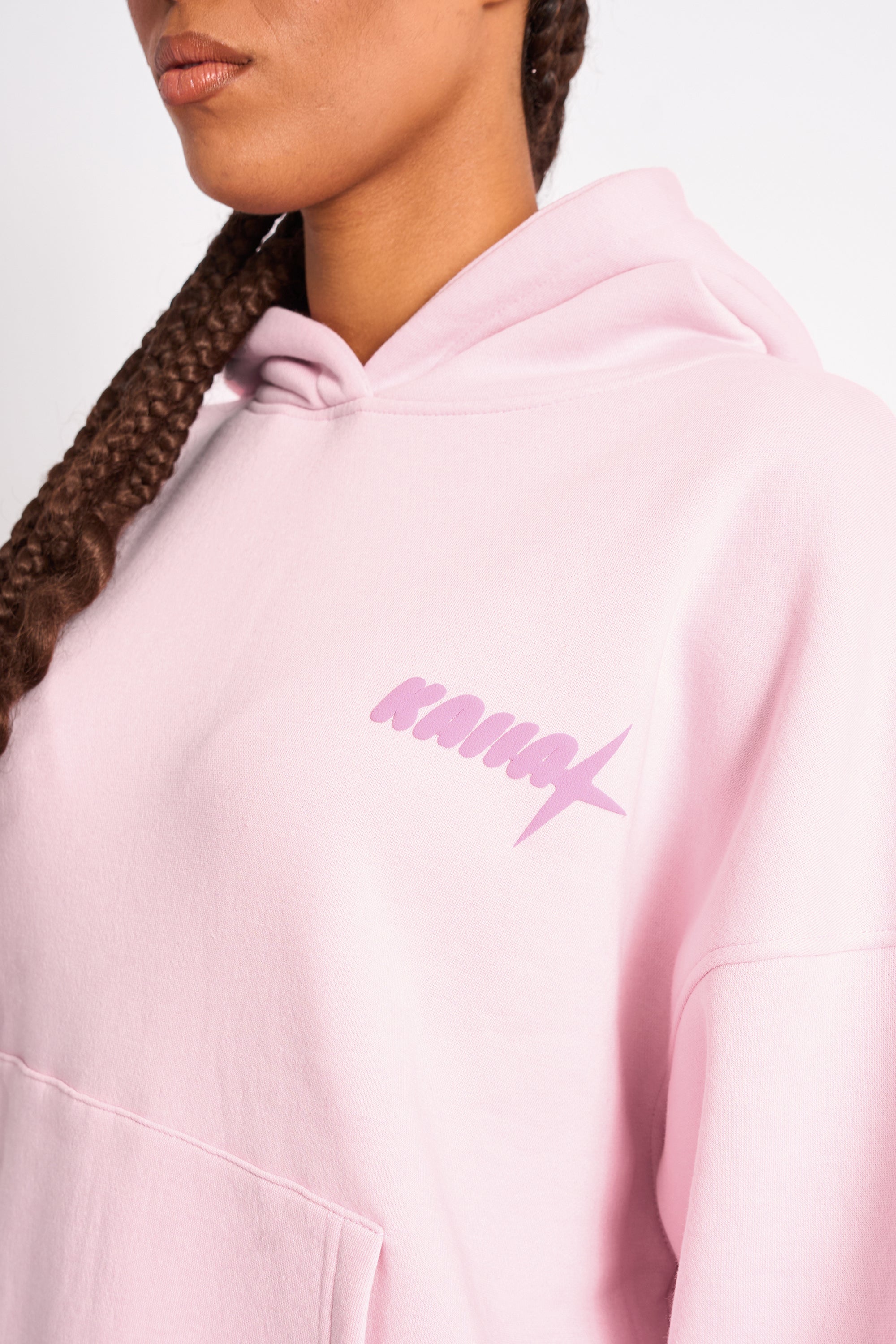 Kaiia Star Graphic Oversized Hoodie Baby Pink