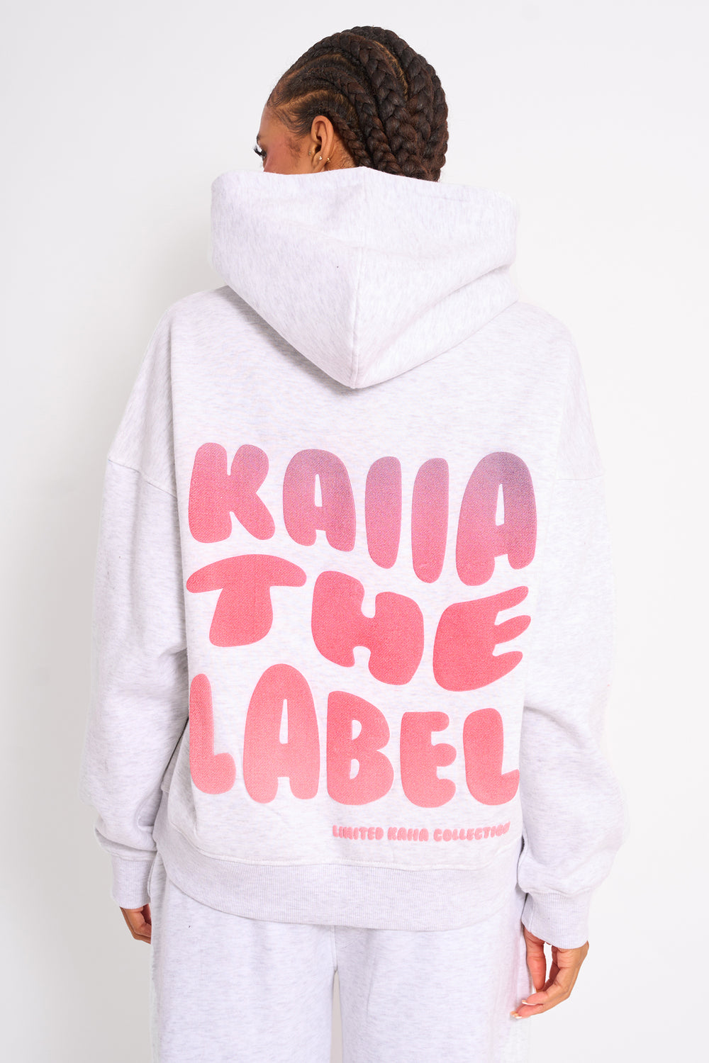 Kaiia Star Ombre Graphic Oversized Hoodie Grey Marl