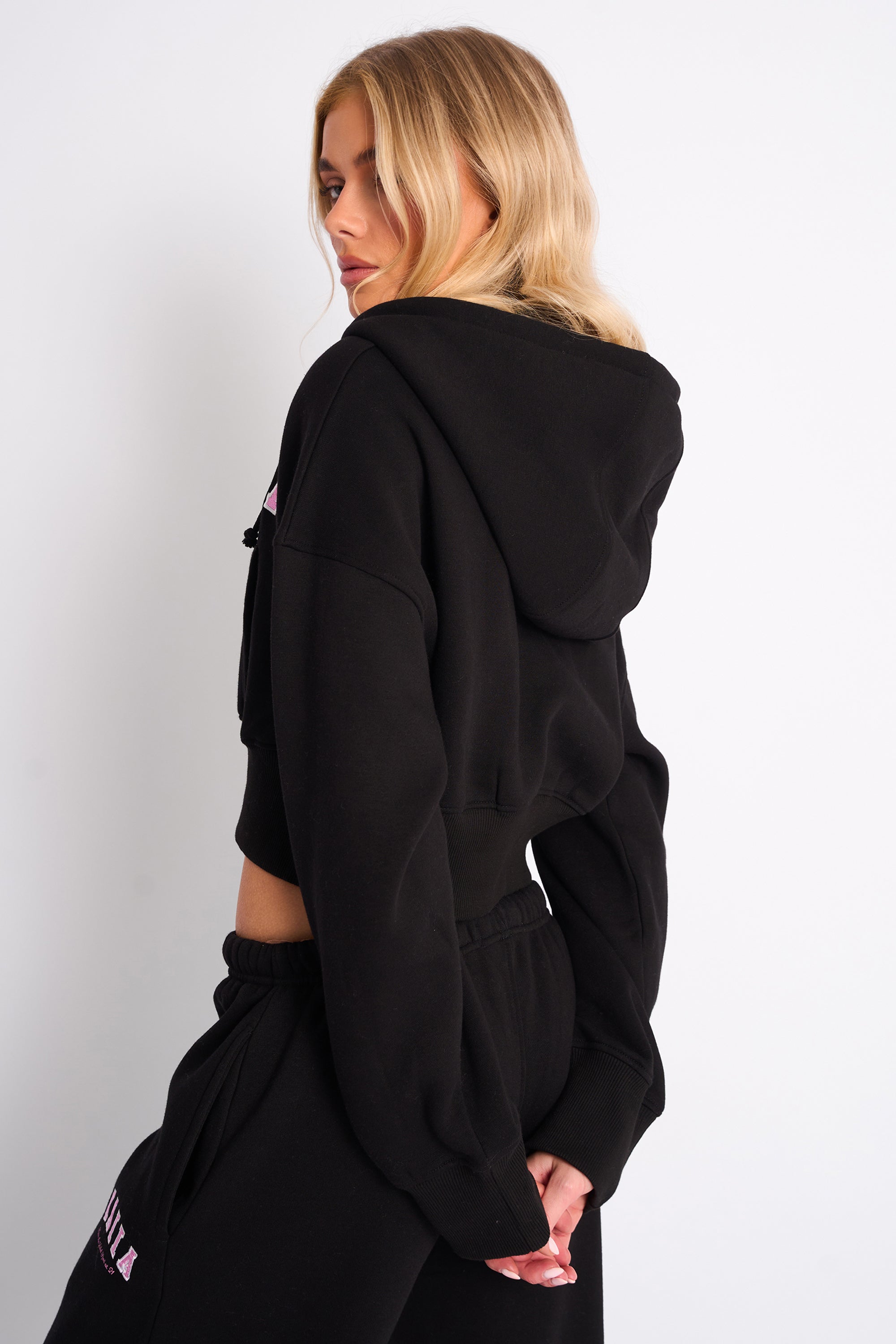 Kaiia Sport Zip Up Hoodie Black & Pink | Kaiia