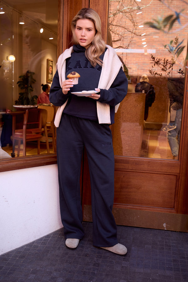 Kaiia Slogan Oversized Hoodie Navy