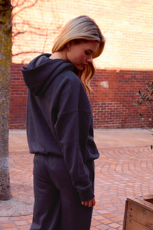 Kaiia Slogan Oversized Hoodie Navy