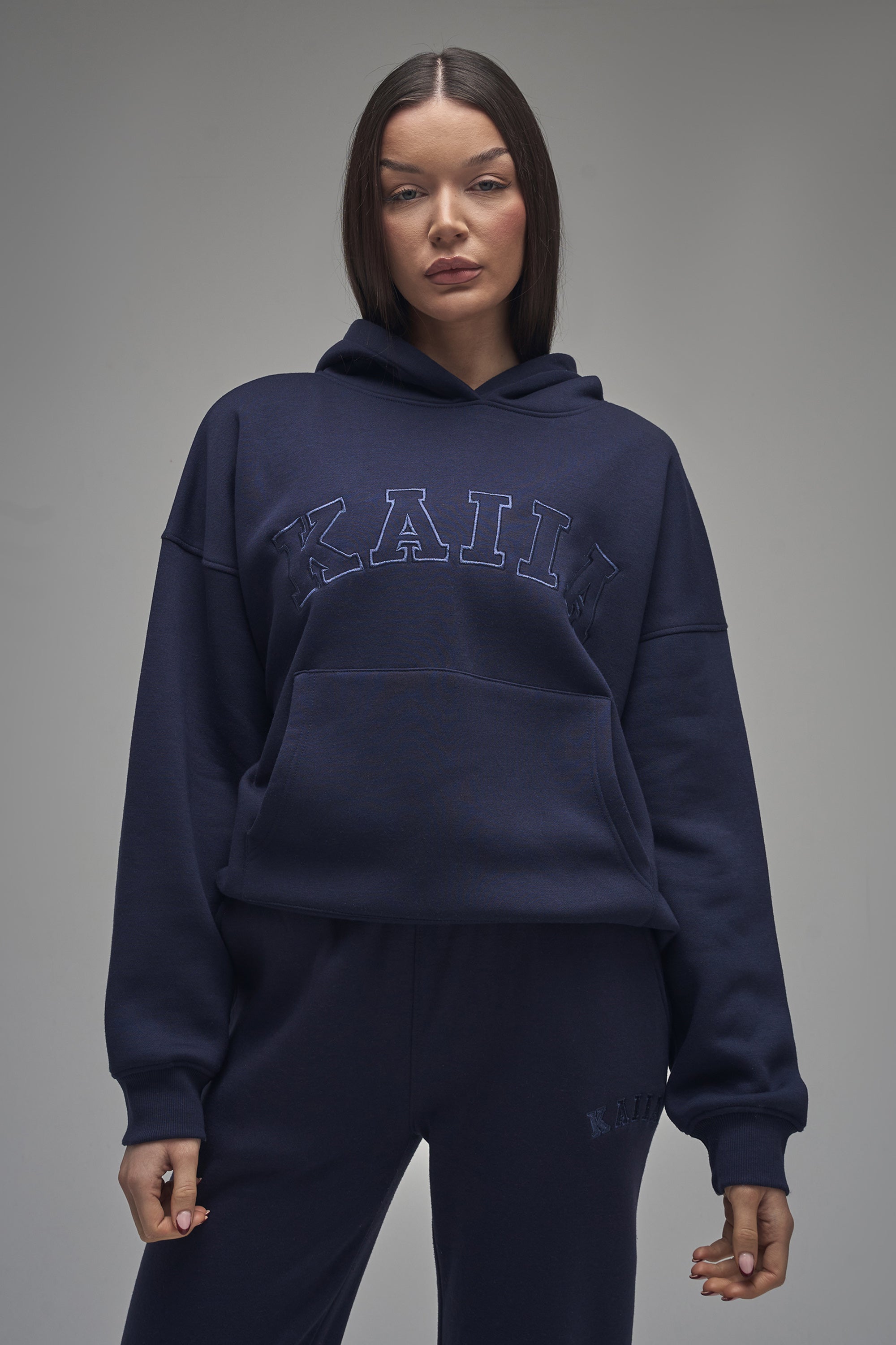 Kaiia Slogan Oversized Hoodie Navy | Kaiia