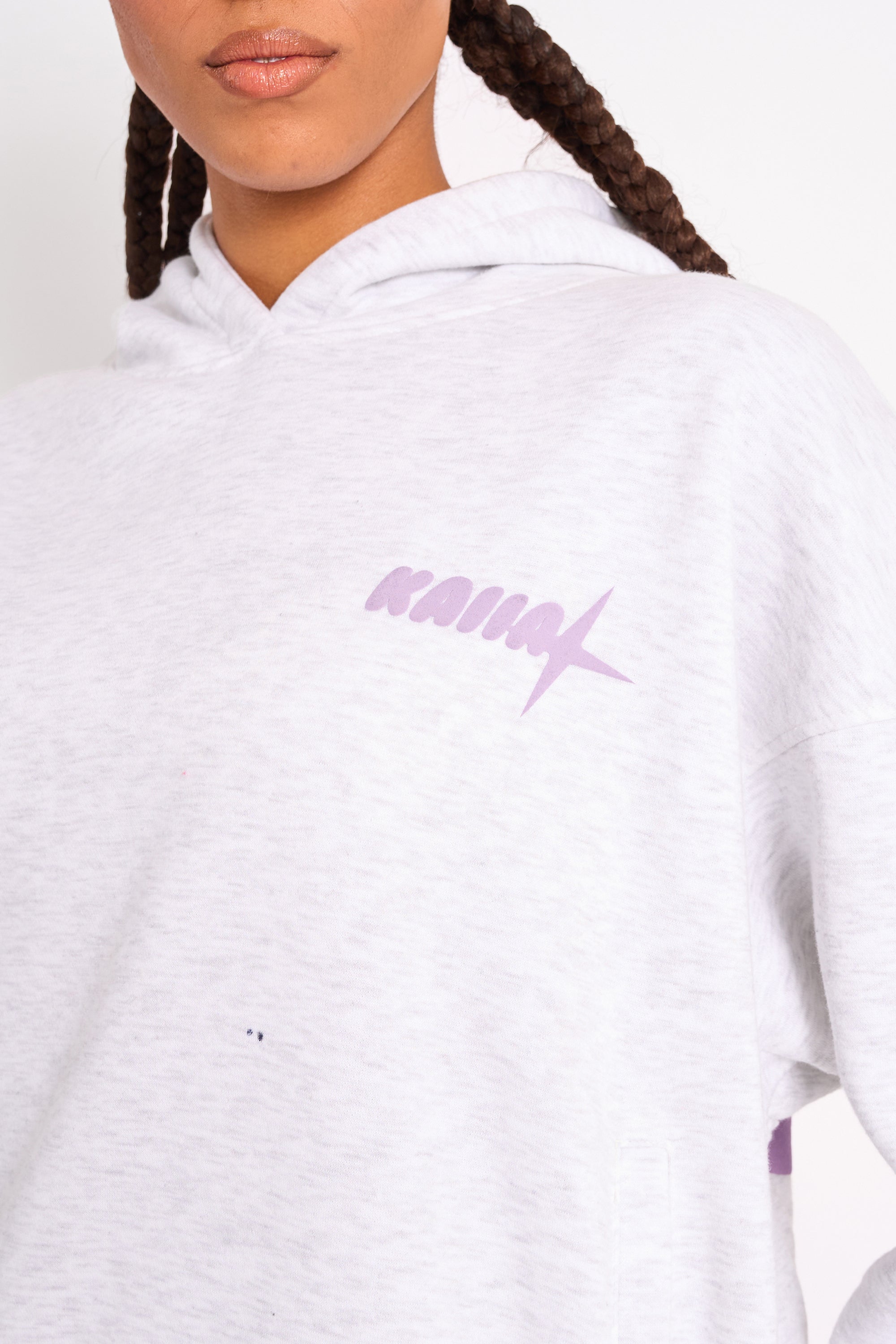 Kaiia Star Graphic Oversized Hoodie Grey Marl