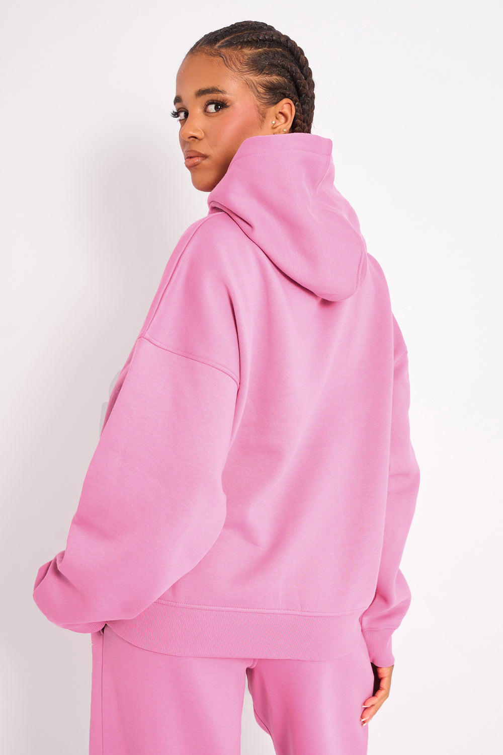 Kaiia Star Contrast Hood Oversized Hoodie Pink