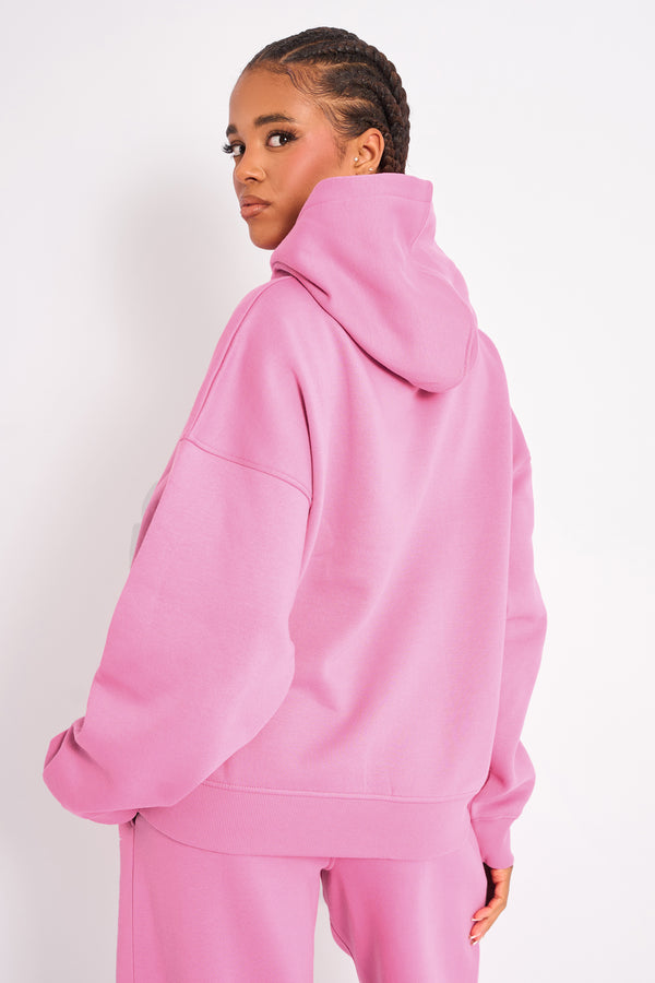 Kaiia Star Contrast Hood Oversized Hoodie Pink