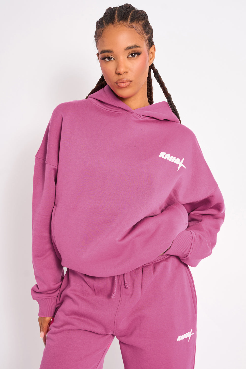 Kaiia Star Graphic Oversized Hoodie Hot Pink