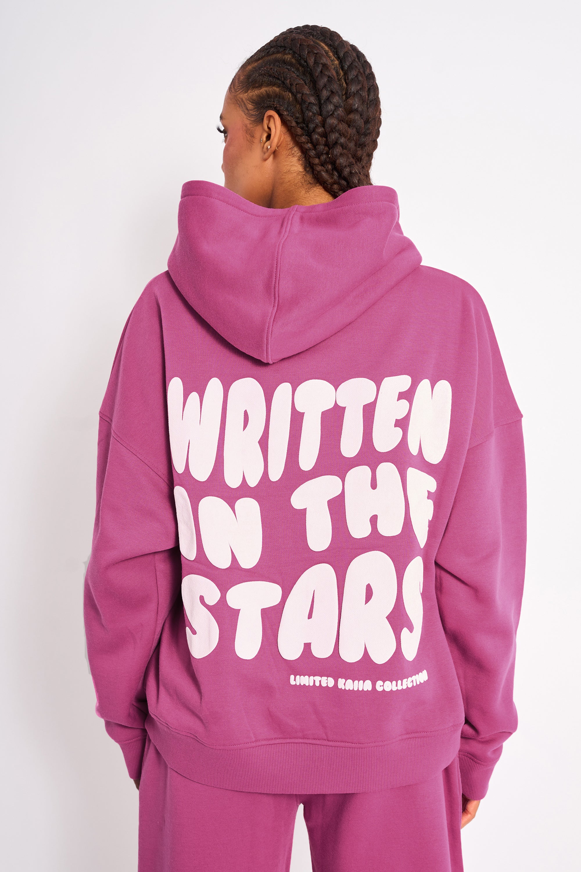 Kaiia Star Graphic Oversized Hoodie Hot Pink
