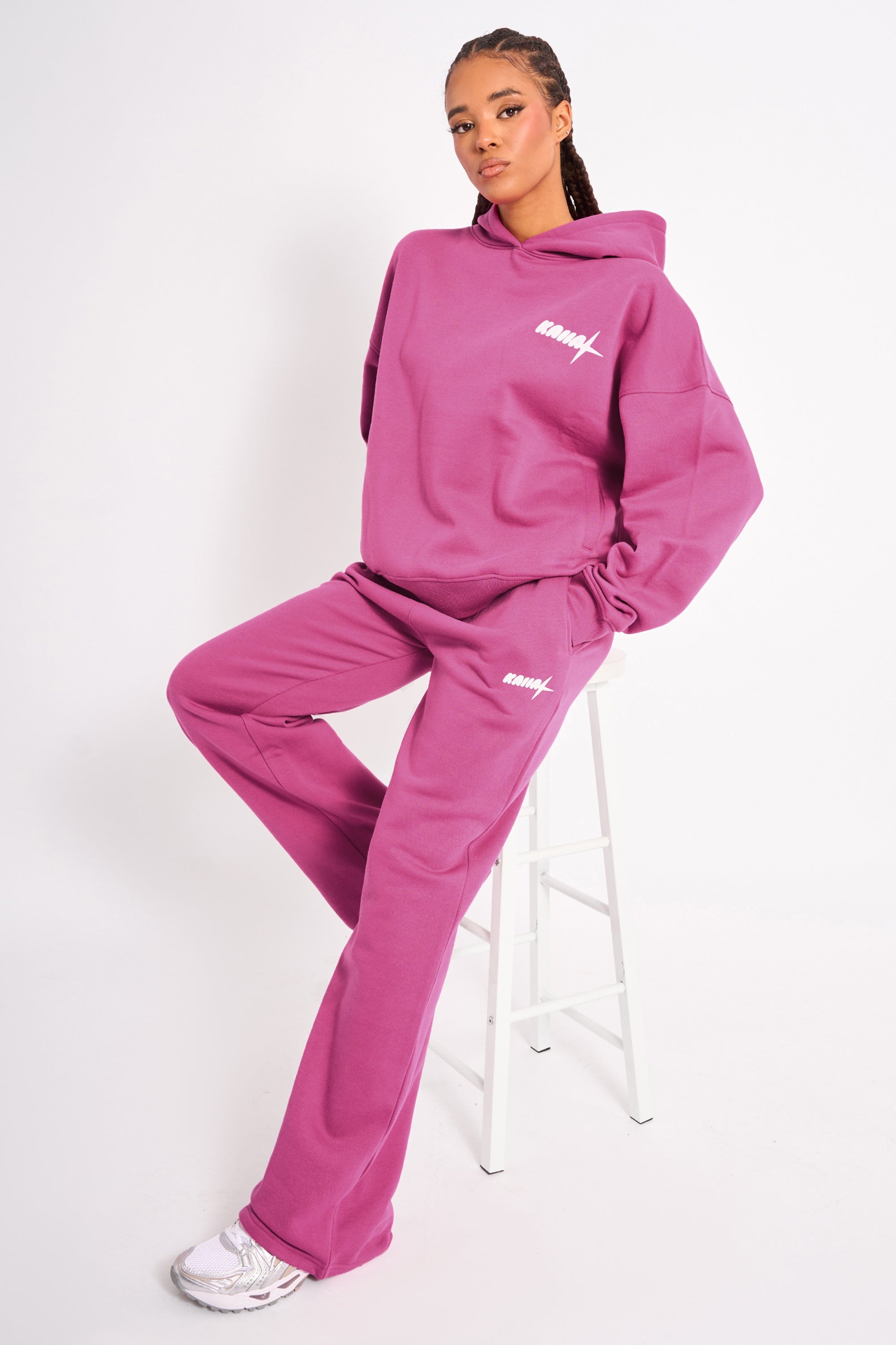 Kaiia Star Graphic Oversized Hoodie Hot Pink