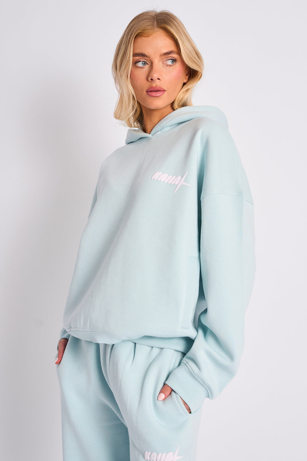 Kaiia Star Graphic Oversized Hoodie Mint