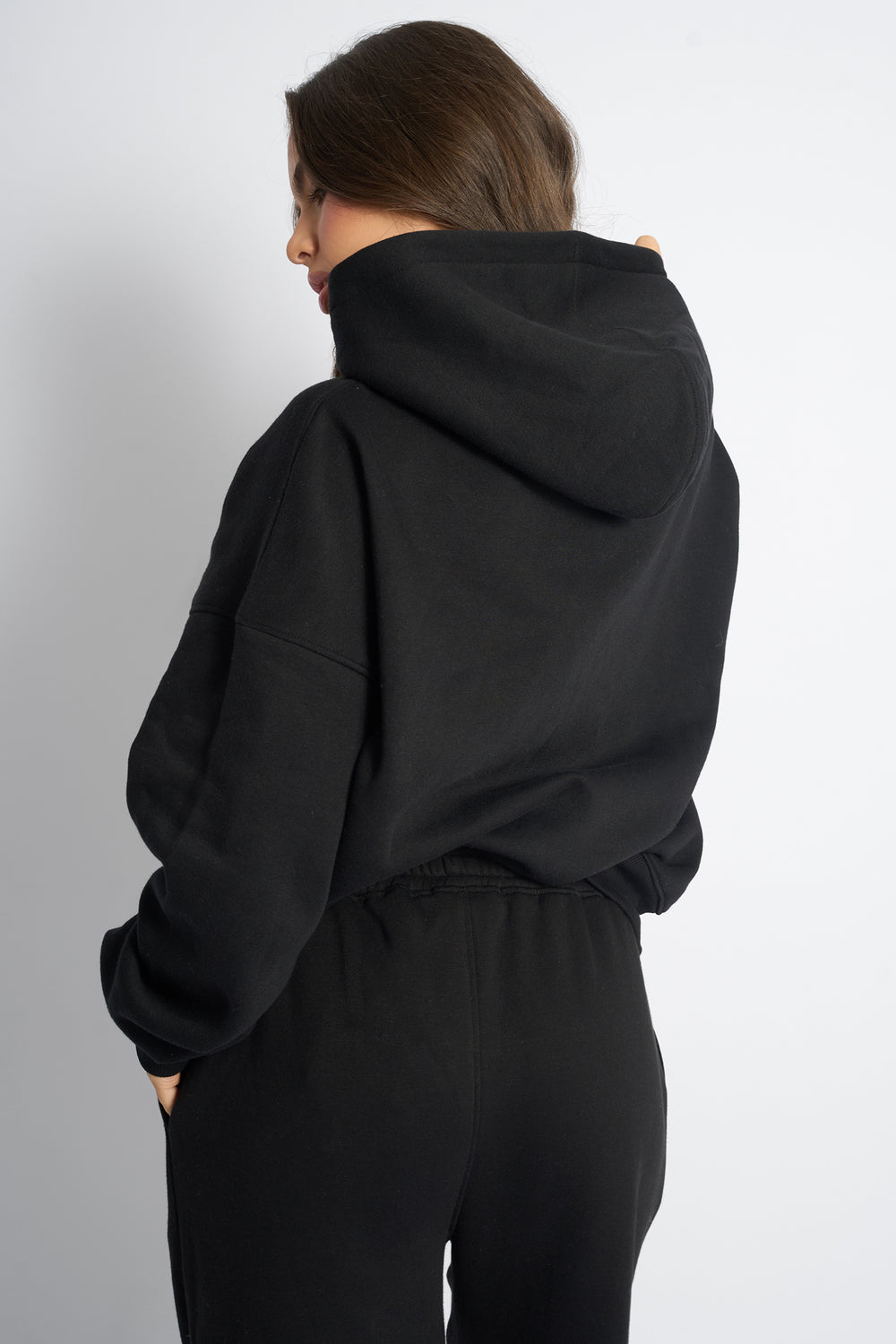 Kaiia Bow Embroidered Oversized Hoodie Black & Silver