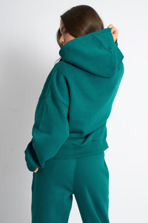 Kaiia Borg Slogan Oversized Hoodie Teal