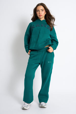 Kaiia Borg Slogan Oversized Hoodie Teal