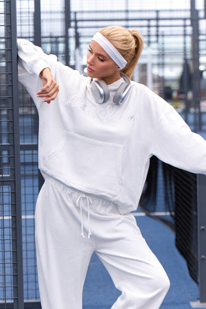 Kaiia Studio Script Logo Oversized Hoodie White