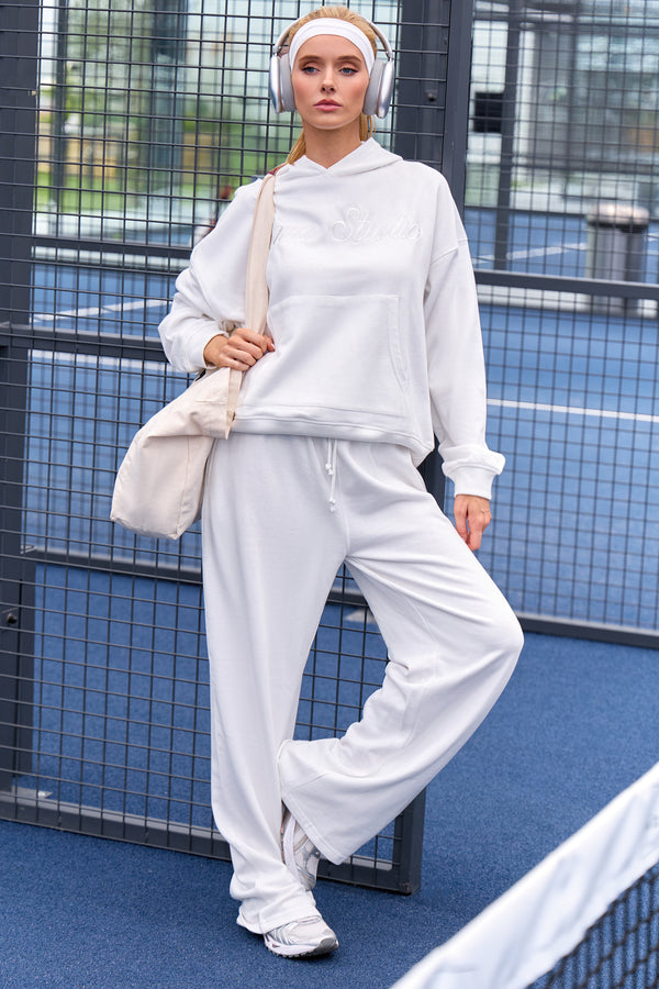 Kaiia Studio Script Logo Oversized Hoodie White