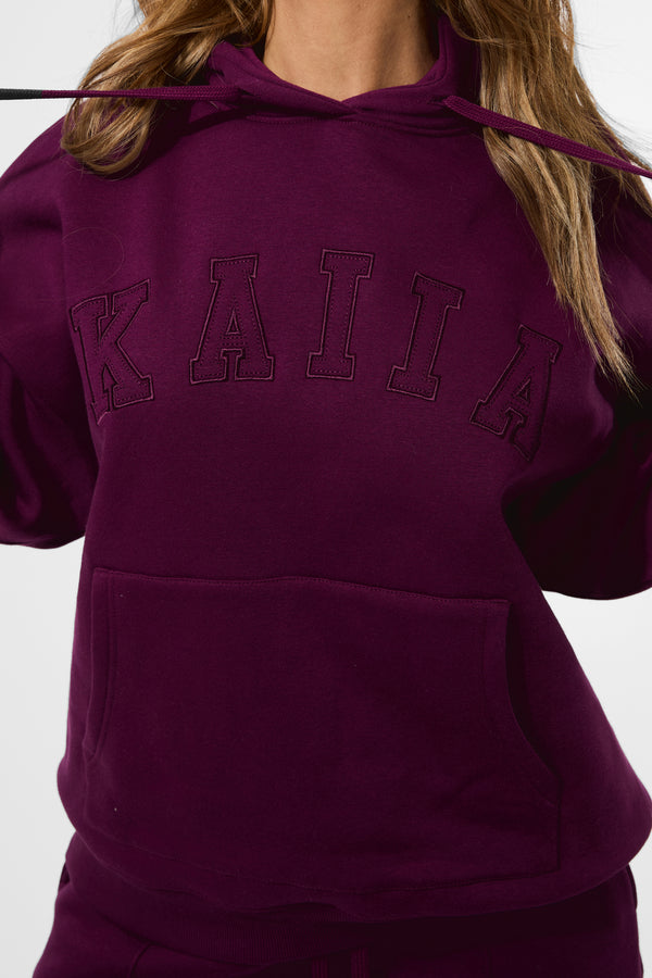 Kaiia Slogan Oversized Hoodie Grape