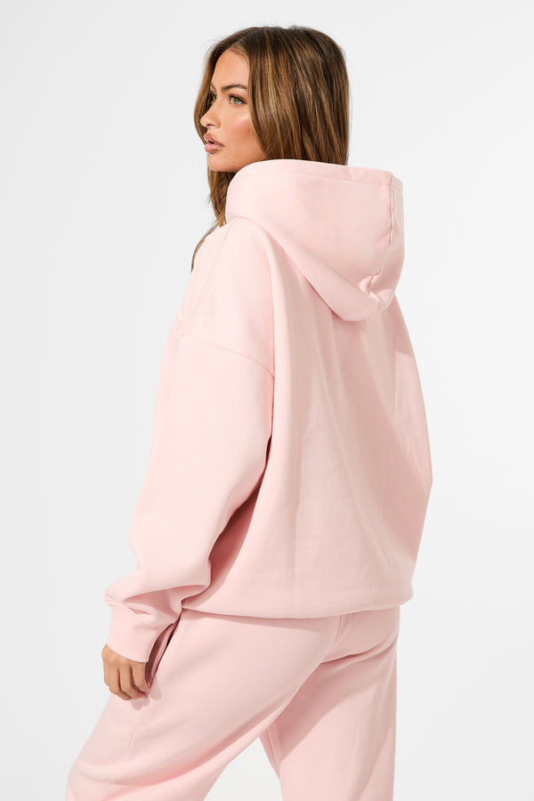 Kaiia Embossed Logo Oversized Hoodie Sugar Pink