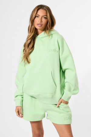Kaiia Embossed Logo Oversized Hoodie Lime Sherbet