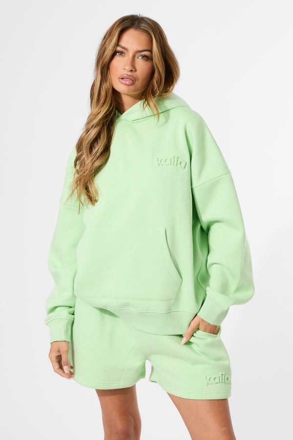 Kaiia Embossed Logo Oversized Hoodie Lime Sherbet