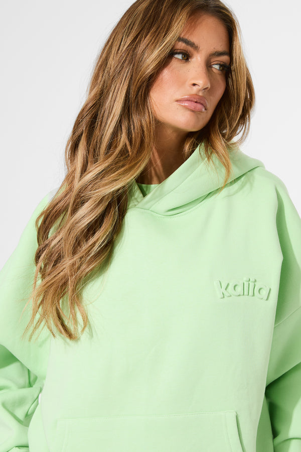 Kaiia Embossed Logo Oversized Hoodie Lime Sherbet
