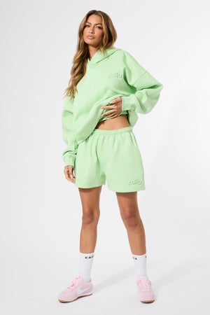 Kaiia Embossed Logo Oversized Hoodie Lime Sherbet