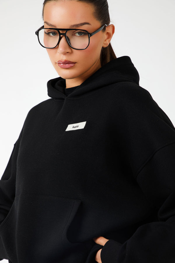 Kaiia Label Logo Oversized Hoodie Black