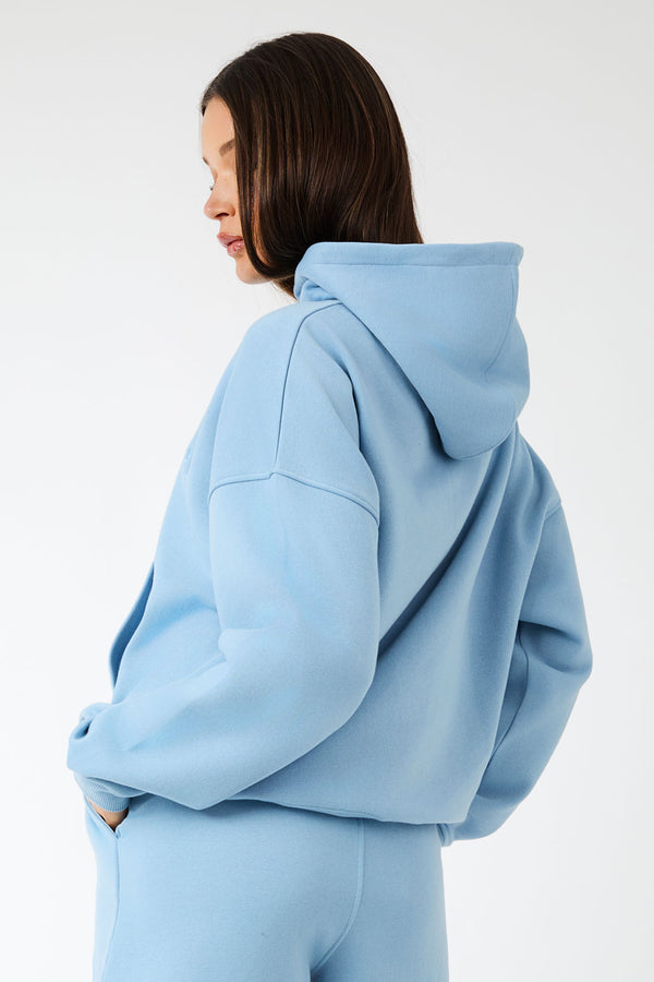 Kaiia Slogan Oversized Hoodie Steel Blue