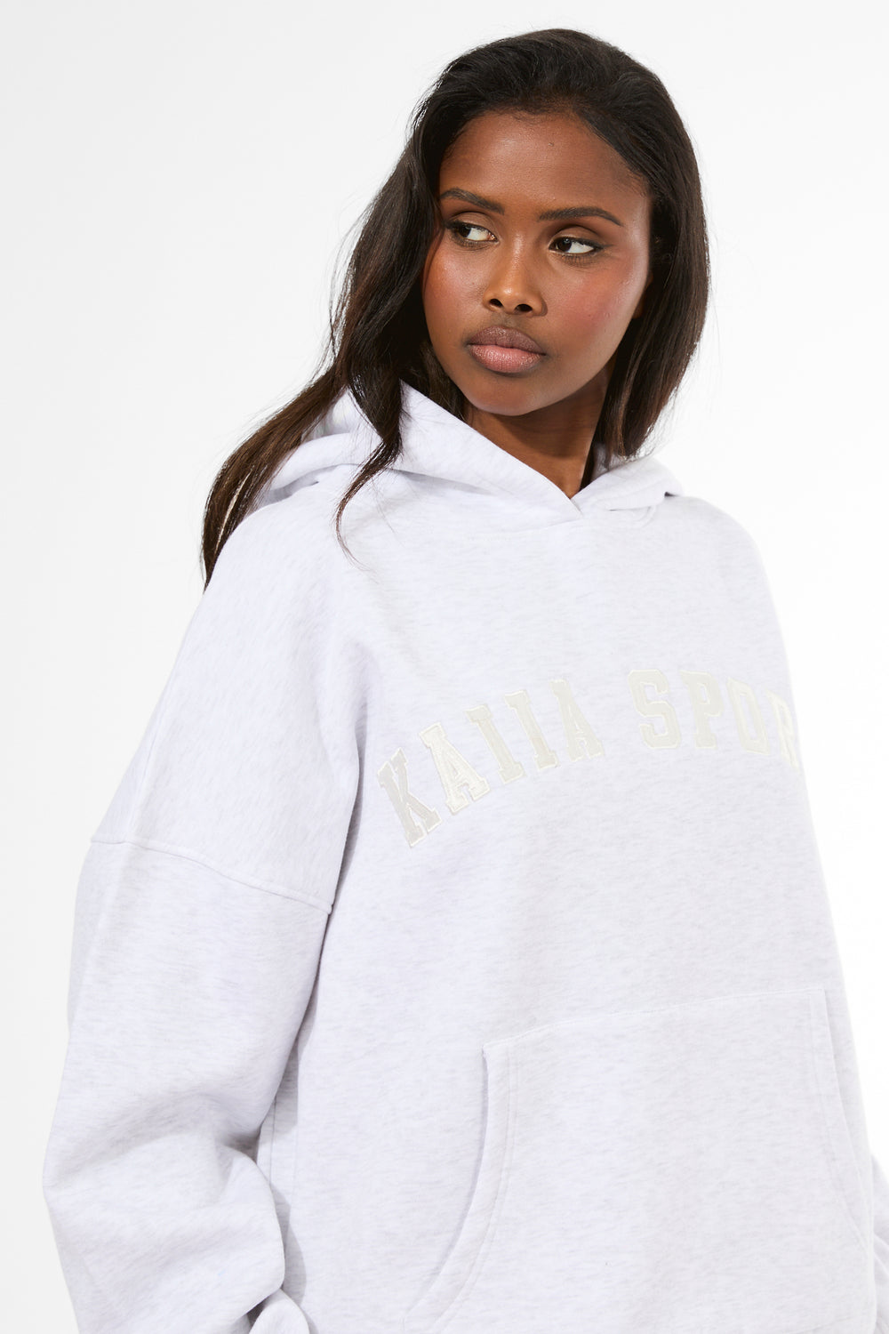 Kaiia Sport Oversized Hoodie Light Grey Marl & Cream