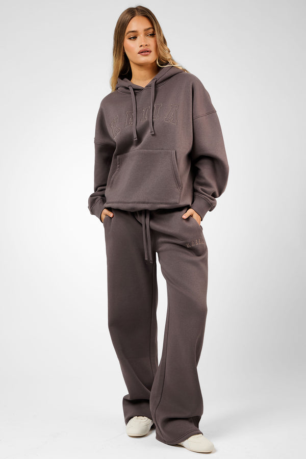 Kaiia Slogan Oversized Hoodie Mink