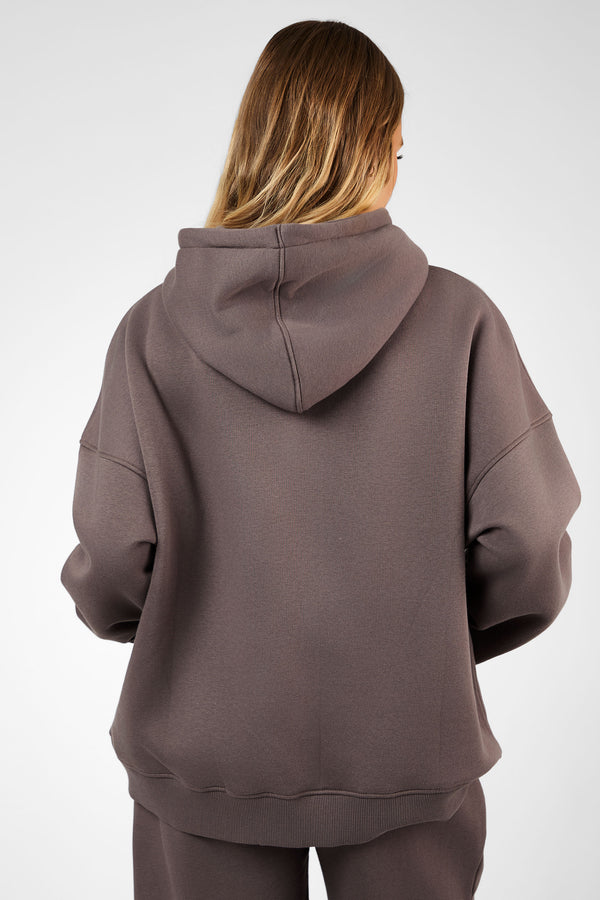 Kaiia Slogan Oversized Hoodie Mink