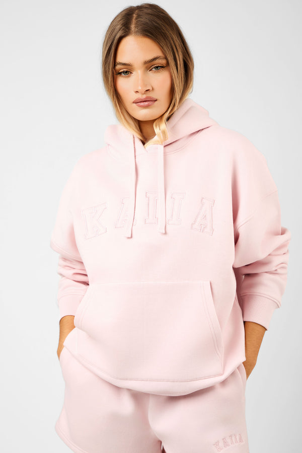 Kaiia Slogan Oversized Hoodie Dusty Pink