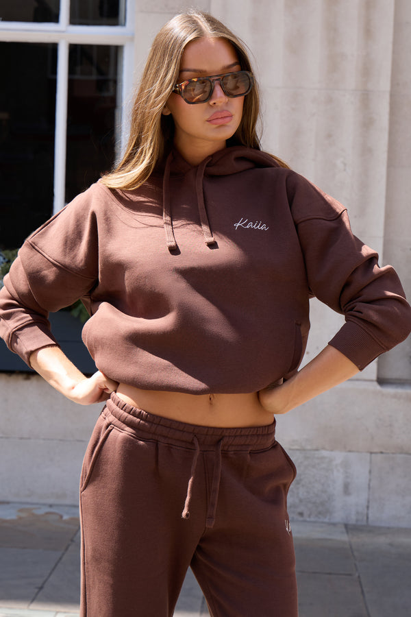 Kaiia Script Logo Oversized Hoodie Peppercorn