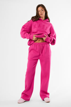 Kaiia Slogan Oversized Hoodie Bright Pink