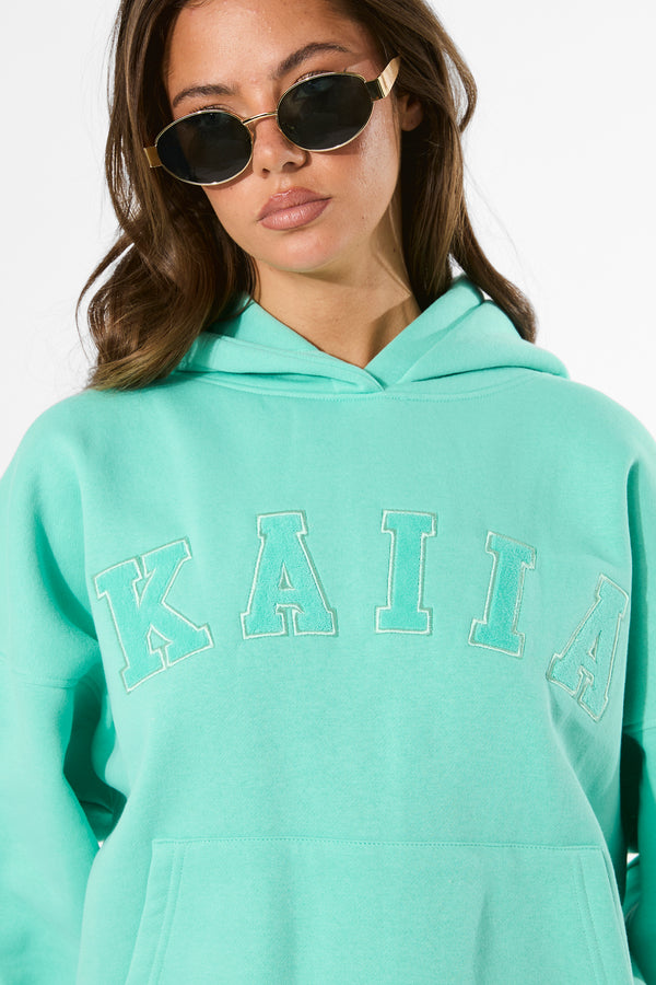 Kaiia Slogan Oversized Hoodie Spearmint