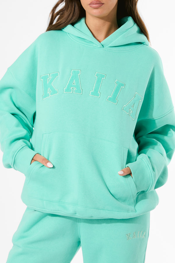 Kaiia Slogan Oversized Hoodie Spearmint