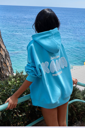 Kaiia Bubble Graphic Oversized Hoodie Pool Blue