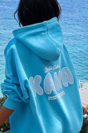Kaiia Bubble Graphic Oversized Hoodie Pool Blue