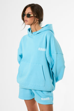 Kaiia Bubble Graphic Oversized Hoodie Pool Blue