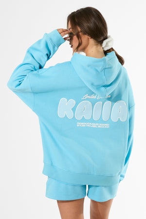 Kaiia Bubble Graphic Oversized Hoodie Pool Blue