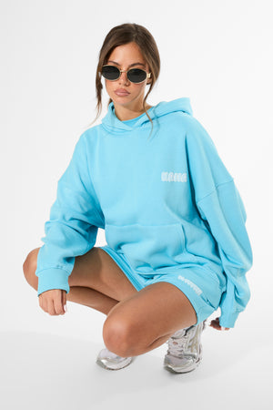 Kaiia Bubble Graphic Oversized Hoodie Pool Blue