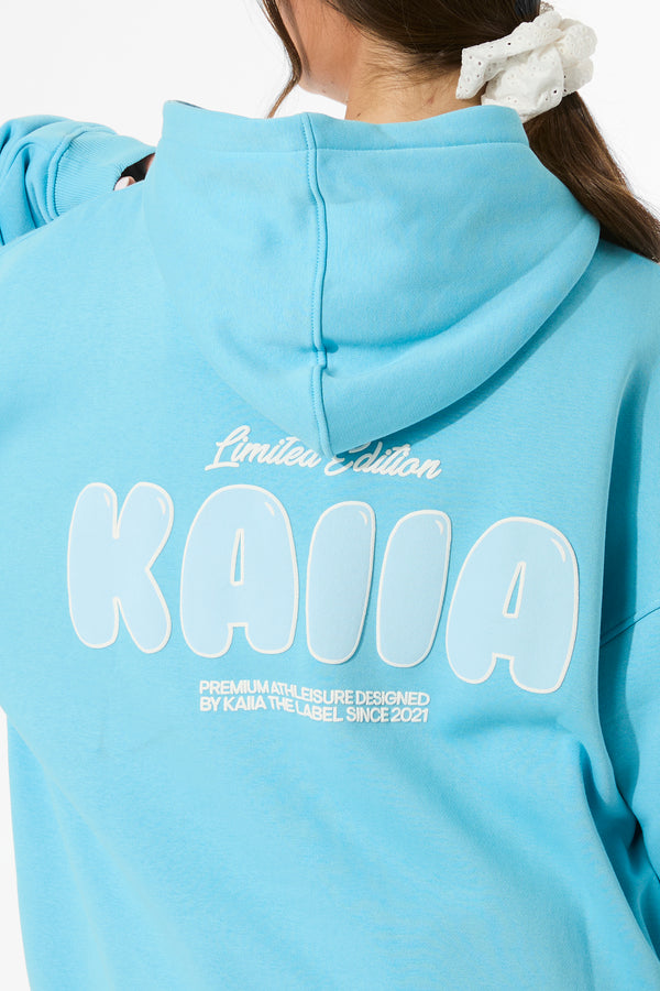 Kaiia Bubble Graphic Oversized Hoodie Pool Blue