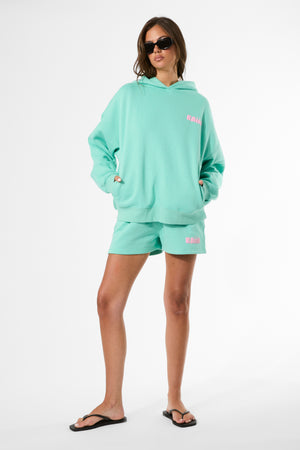 Kaiia Bubble Graphic Oversized Hoodie Spearmint & Baby Pink