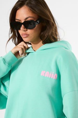 Kaiia Bubble Graphic Oversized Hoodie Spearmint & Baby Pink