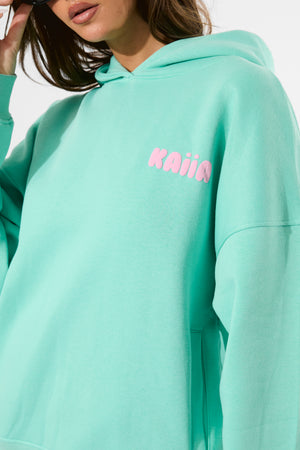 Kaiia Bubble Graphic Oversized Hoodie Spearmint & Baby Pink