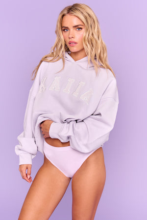 Kaiia Slogan Oversized Hoodie Dusty Lilac
