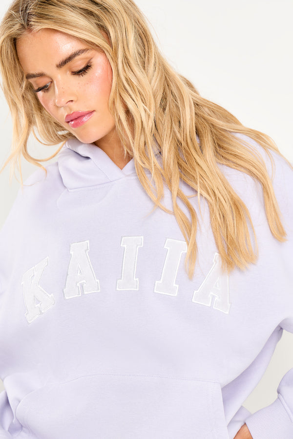 Kaiia Slogan Oversized Hoodie Dusty Lilac
