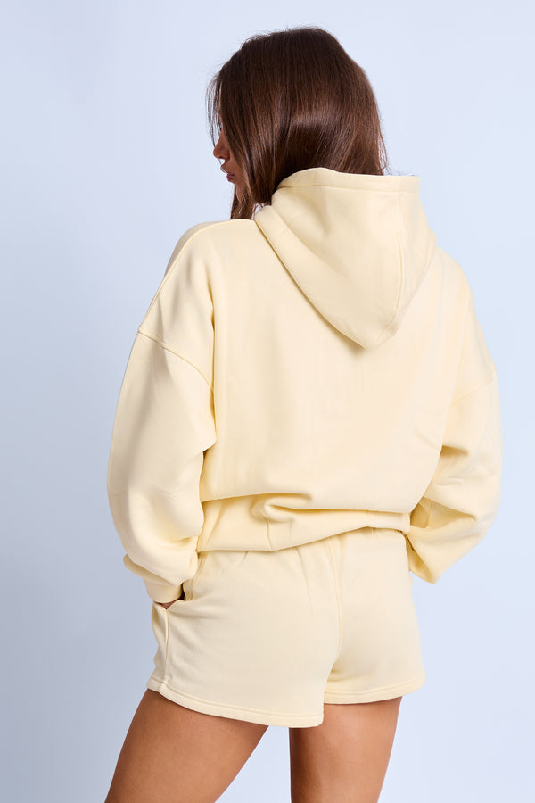 Kaiia Slogan Oversized Hoodie Lemon & White