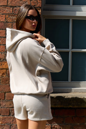 Kaiia Slogan Oversized Hoodie Stone