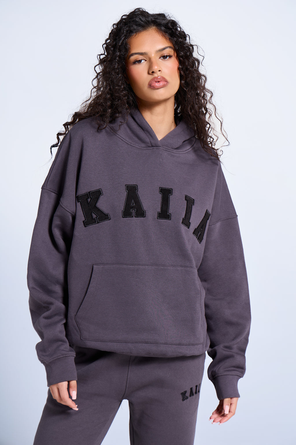 Slogan Oversized Hoodie Dark Grey