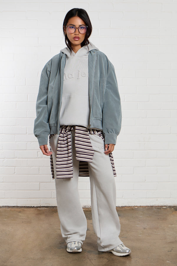 Kaiia Faux Suede Bomber Jacket Baby Blue