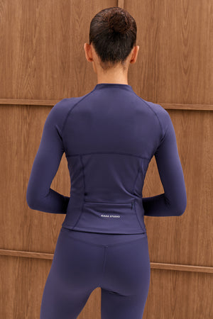 Kaiia Sculpt Long Sleeve Zip Through Fitted Jacket Dark Navy